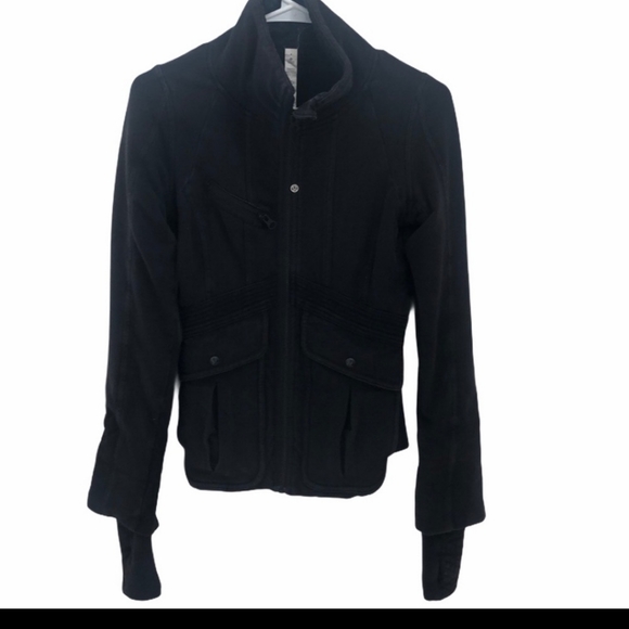 Lululemon Black Faded Full Zip Jacket 4 Women's Gray Zip Silver Brushed - Picture 1 of 6